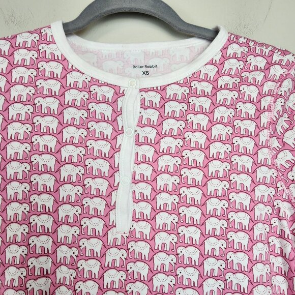 Roller Rabbit pajama top XS Pink Elephant print long sleeve - Picture 2 of 9